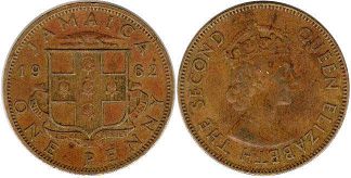 монета Ямайка 1 пенни 1962