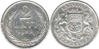 монета Латвия 2 лата 1925