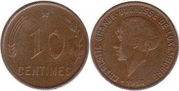 монета Люксембург 10 сантимов 1930