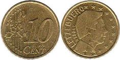 монета Люксембург 10 евро центов 2004