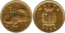 монета Мальта 1 цент 1995