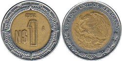 монета Мексика 1 песо 1992