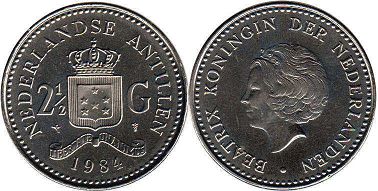 монета Нидерландские Антиллы 2,5 гульдена 1984