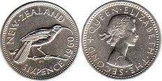 монета Новая Зеландия 6 пенсов 1960