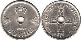 монета Норвегия 50 эре 1948