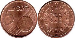 монета Португалия 5 евро центов 2012