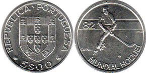 монета Португалия 5 эскудо 1982