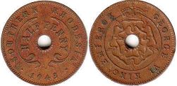 монета Родезия 1/2 пенни 1943