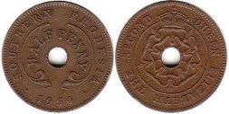 монета Родезия 1/2 пенни 1954