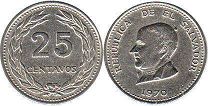 монета Сальвадор 25 сентаво 1970