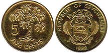 монета Сейшельские Острова 5 центов 1992