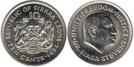 монета Сьерра-Леоне 10 центов 1984