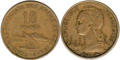монета Афар и Иссаи 10 франков 1970