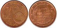 монета Испания 1 евро цент 2007