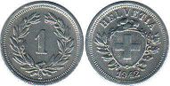 монета Швейцария 1 раппен 1942