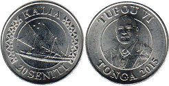 монета Тонга 20 сенити 2015