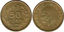 монета Турция 50 лир 1989