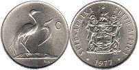 монета ЮАР 5 центов 1977