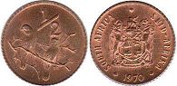 монета ЮАР 1/2 цента 1970