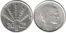 монета Уругвай 20 сентесимо 1942