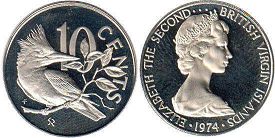 монета Виргинские Острова 10 центов 1974