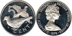 монета Виргинские Острова 5 центов 1974