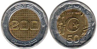 монета Алжир 200 динаров 2012 
