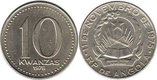 монета Ангола 10 кванз 1978