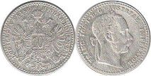 монета Австрийская Империя 10 крейцеров 1869
