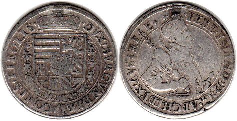 монета Австрия 1 талер без даты (1564-1595)