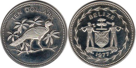 монета Белиз 10 долларов 1977