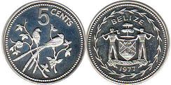 монета Белиз 5 центов 1977