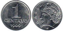 монета Бразилия 1 сентаво 1969