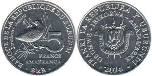 монета Бурунди 5 франков 2014