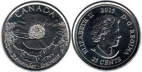 Канада юбилейная монета 25 центов 2015
