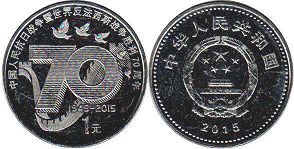 монета Китай 1 юань 2015