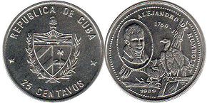 монета Куба 25 сентаво 1989