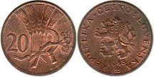 монета Чехословакия 20 геллеров 1948
