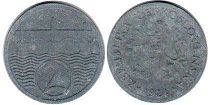 монета Чехословакия 2 геллера 1924
