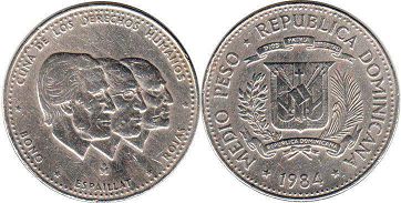 монета Доминиканская Республика 1/2 песо 1984