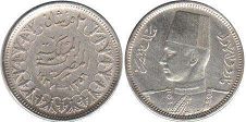 монета Египет 2 пиастра 1937