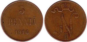 монета Финляндия 5 1 пенни 1916