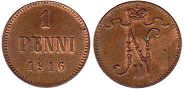 монета Финляндия 1 пенни 1916