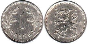 монета Финляндия 1 марка 1921