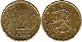 монета Финляндия 20 евро центов 2002