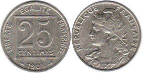 монета Франция 25 сантимов 1903