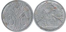монета Французский Индокитай 5 центов 1946