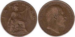 монета Великобритания 1 фартинг 1907