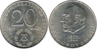 монета ГДР 20 марок 1973