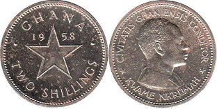 монета Гана 2 шиллинга 1958
